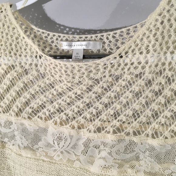 LC Lauren Conrad Sweaters - Lauren Conrad cream light lace sweater. XL
